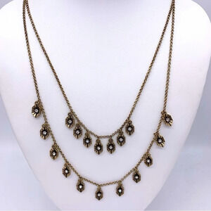 J. Crew Jeweled Dangles Draped 2-Strand Necklace
